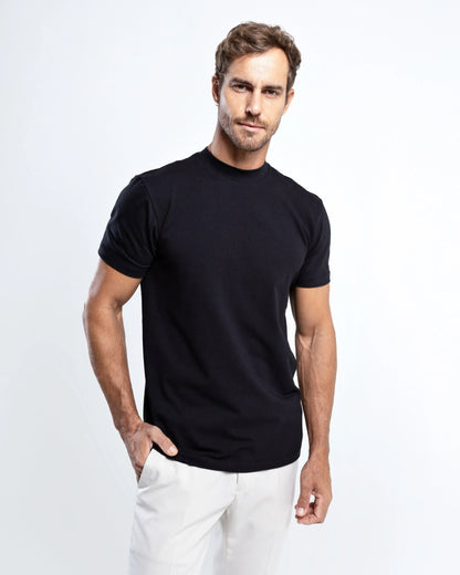 Camiseta Gola Alta Algodão Egípcio - Grant - Preto