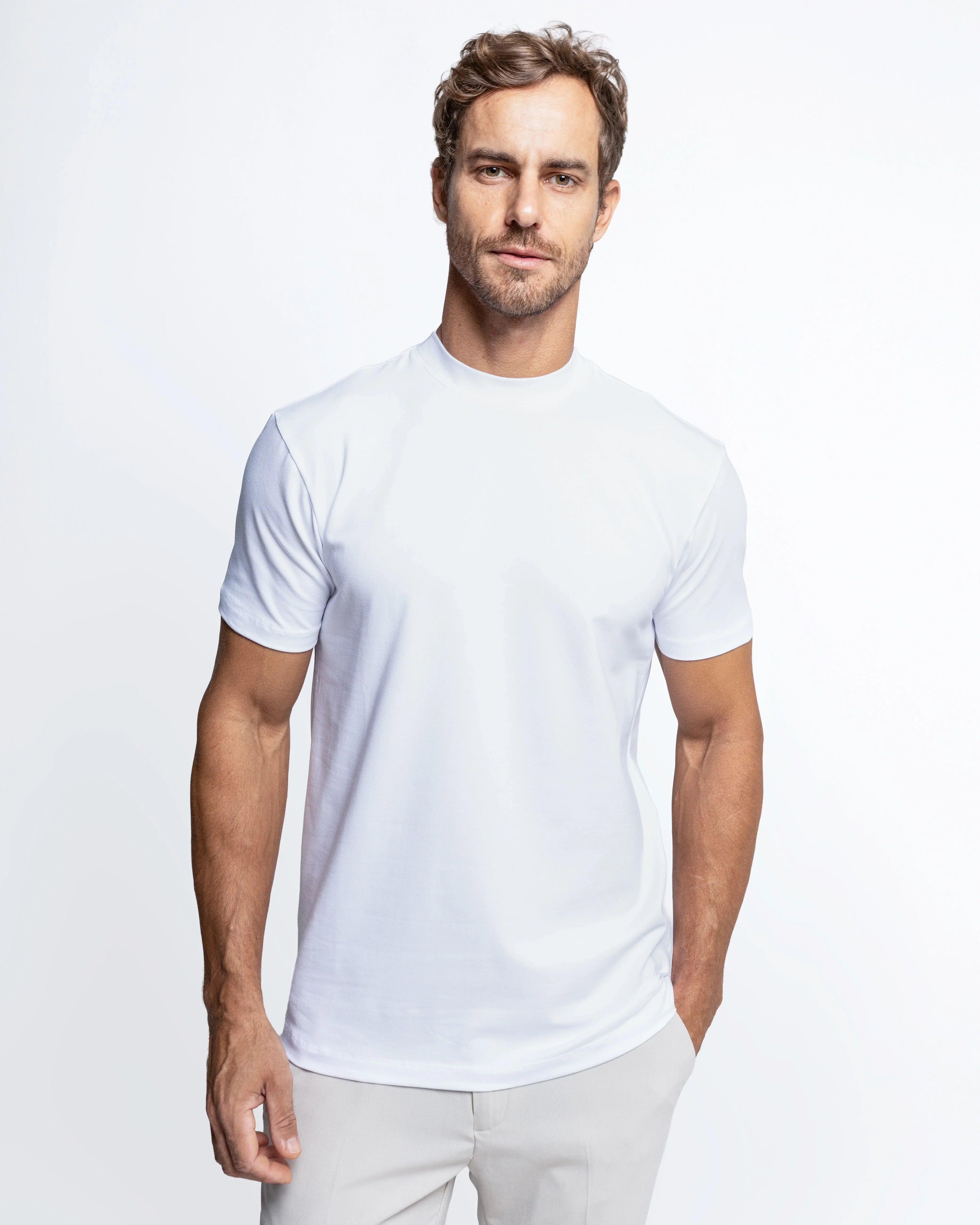 Camiseta Gola Alta Algodão Egípcio - Grant