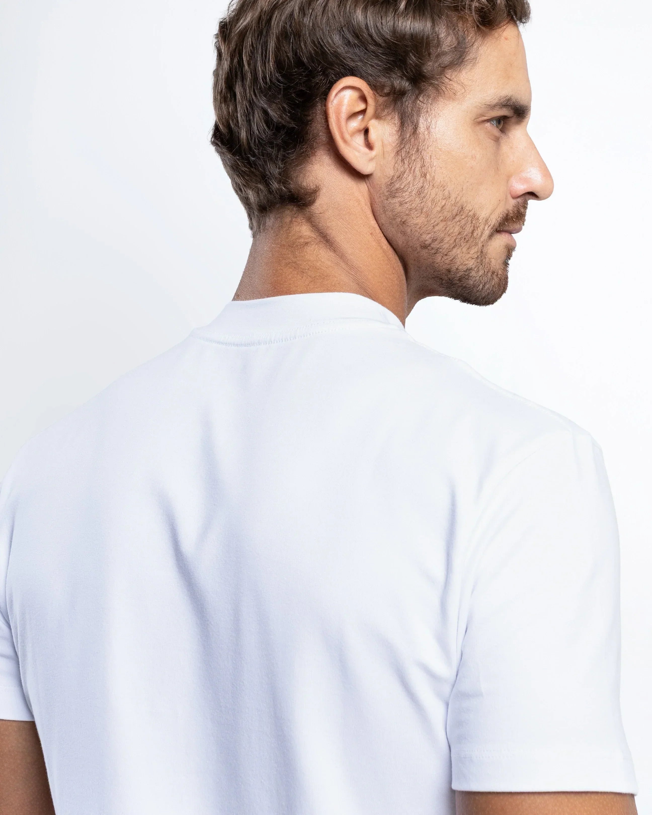 Camiseta Gola Alta Algodão Egípcio - Grant - Branco